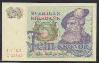 Sweden 1977 - 5 Kronor.  Uncirculated.  Pick 51d photo