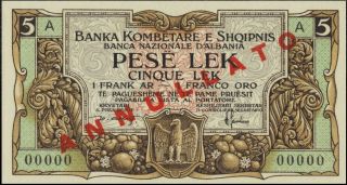 Albania 5 Leke 1925 Specimen (reprint). photo