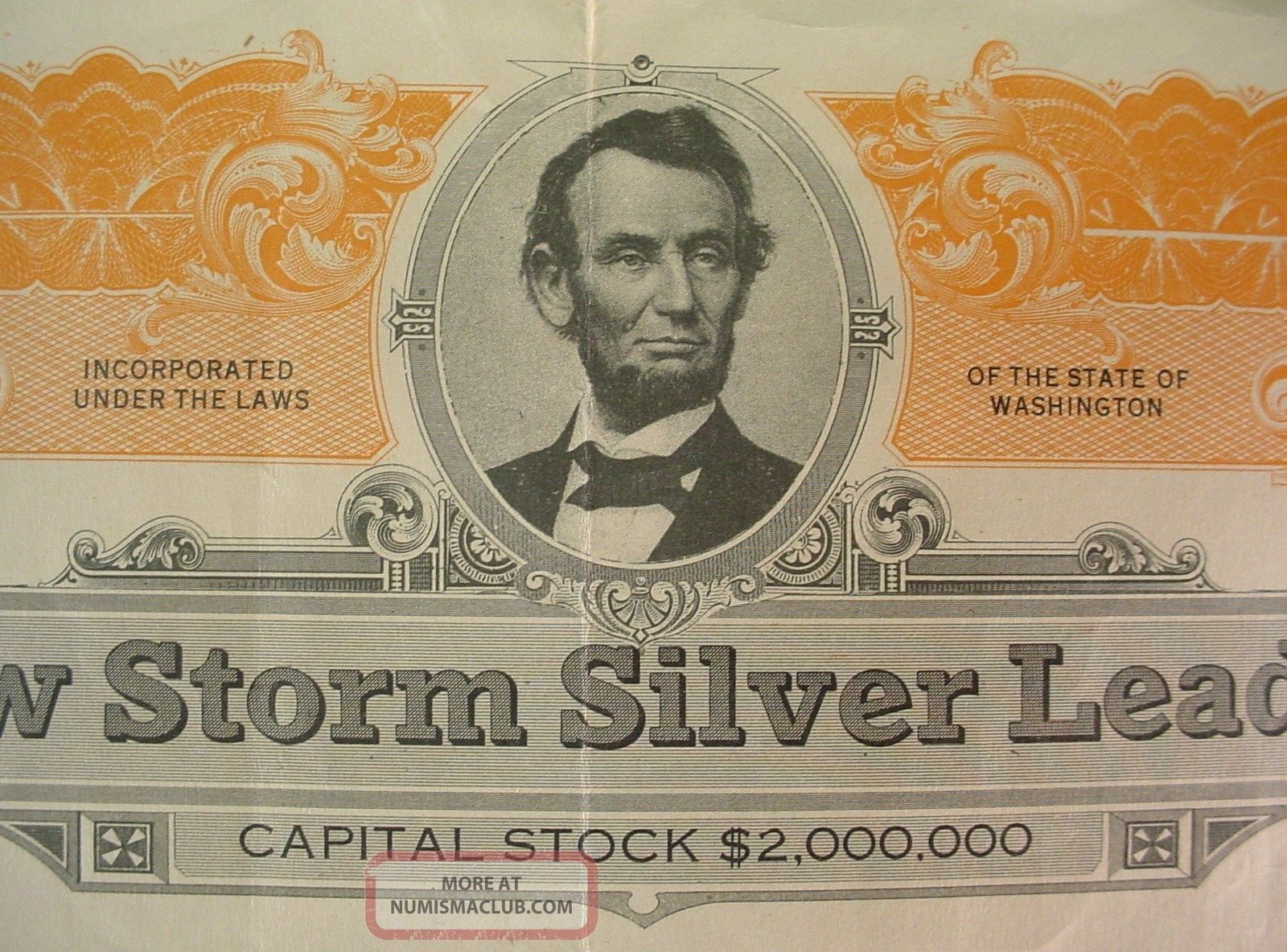 1924 Snow Storm Silver Lead Co Troy Montana Stock Certificate Spokane Wa