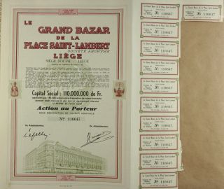 S685 Le Grand Bazar De La Place Saint - Lambert Department Store 1944 Bond Cert photo