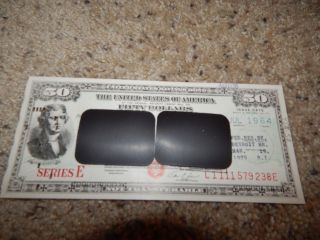 Us Savings Bond Series E Presidential $50 Jefferson Punchcard 1964 Ri 1975 photo