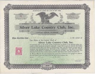 Silver Lake Country Club Stock Certificate,  1916,  Perry,  York Country Club photo