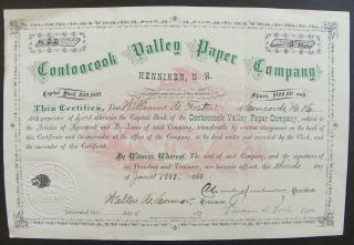 Stock Certificate 52 Contoocook Valley Paper Company Henniker Nh 1919 - 5 Shrs photo