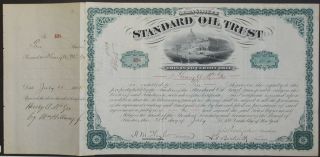 John D.  Rockefeller,  Flagler,  Standard Oil Trust Stock Certificate 698 1883 photo