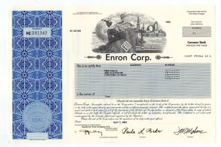 Enron Corporation Stock Certificate photo