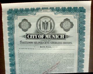 6 City Of Munich 100 Pound Sterling 1953,  Uncancelled photo