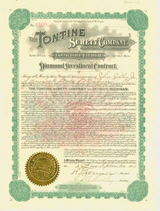 1900 Diamond Investment Contract Certificate photo