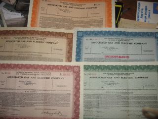 1936 Associated Gas And Electric Company 5 Different Certificates York Scrip photo