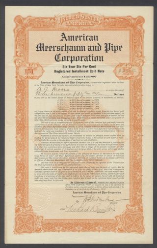 United States 1913 Ornate Bond Certificate American Meerschaum & Pipe Co.  R4072 photo