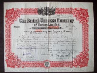 Gb England 1911 Illustrated Bond British Tobacco Co Of Turkey Ltd - Tabac.  R4057 photo