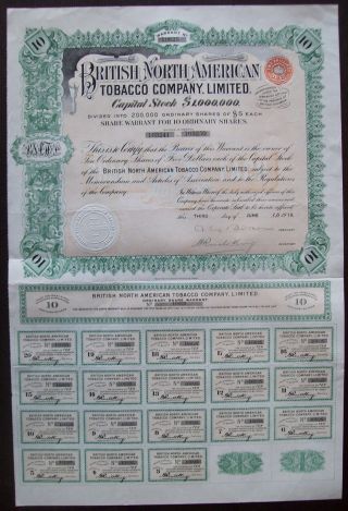 Gb England 1911 Bond The British North American Tobacco Co Ltd - Tabac.  R4058 photo