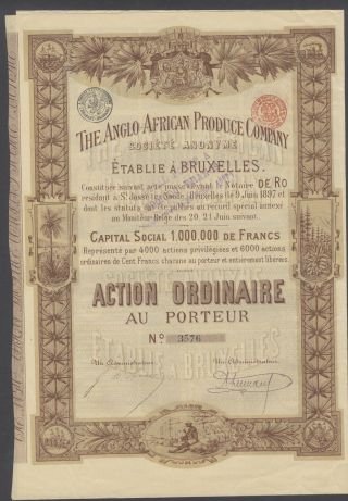 Belgium 1897 Illustrated Bond Anglo African Produce Co - Tabac Tobacco.  R4033 photo