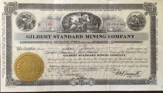 1930 Gilbert Standard Mining Co.  [gold] 12,  500 Shares; Ely Nevada photo