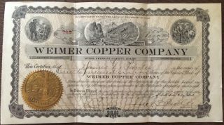 1908 Weimer Copper Company,  Idaho Mine - $10,  000 Face - Salt Lake City Utah photo