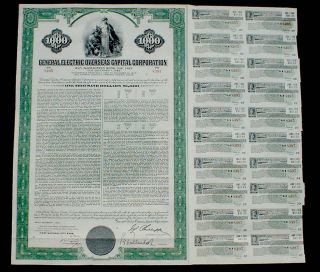 4 1/4 General Electric 1000$ 20 Year Guaranteed Bond 1965 Uncancelled,  Coupons photo