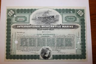 1926 International Mercantile Marine Stock Certificate Titanic Type 4 Green photo