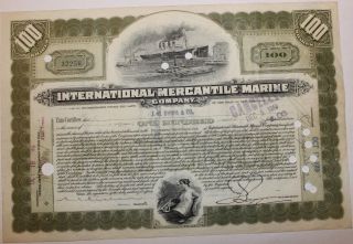 1919 International Mercantile Marine Stock Certificate Titanic Type 3 Olive Gr photo