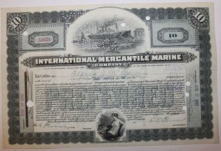 1919 International Mercantile Marine Stock Certificate Titanic Type 2 Blue photo
