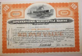 1942 International Mercantile Marine Stock Certificate Titanic No Cancels On Vig photo