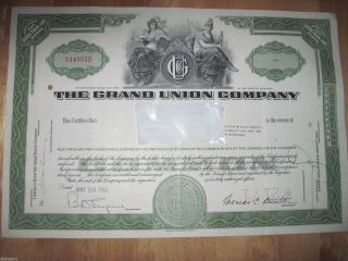 The Grand Union Company Stock Certificate 1961 1 Share photo