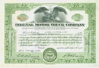 1943 Federal Motor Truck Company Stock Certificate - photo