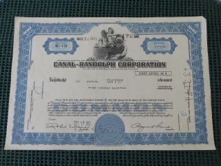 Canal - Randolph Corporation Stock Certificate York 170 Shares photo