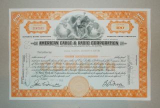 1959 American Radio And Cable Corporation Old Stock Certificate photo