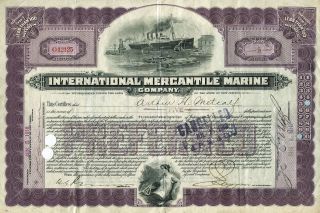 International Mercantile Marine Co.  5 Preferred Share Certif.  (titanic Owners) photo