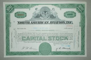 1965 North American Aviation Inc Old Authentic Stock Certificate photo