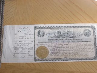 Manhattan Giant Mining Company. ,  Stock Certificate,  500 Shares 1906 photo