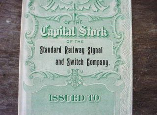 1906 Stock Certificate Standard Railway Signal & Switch Co.  Nebraska photo