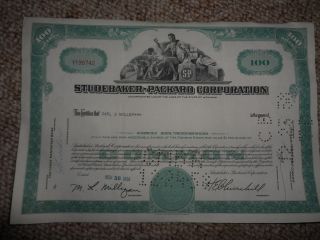 1958 Studebaker Packard Corp Automobile Car Stock Certificate 100 Share Green photo