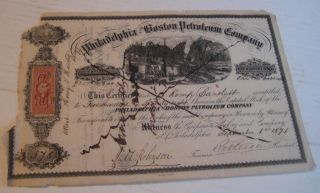 Philadelphia & Boston Petroleum Co Stock Certificate 1841 With Cert Stamp photo