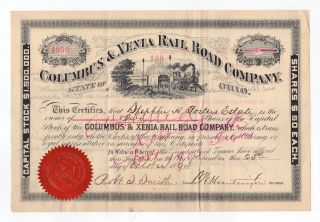 1894 Columbus & Xenia Rail Road Company Stock Certificate photo