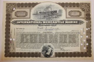 1929 International Mercantile Marine Co.  Stock Certificate Titanic Type 6 Brown photo