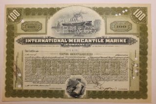 1929 International Mercantile Marine Co.  Stock Certificate Titanic Type 2 Olive photo