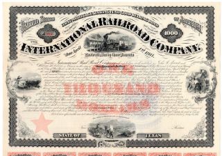 1871 International Railroad Company Bond - Texas photo