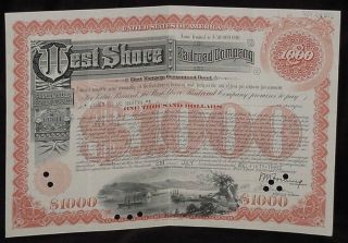 West Shore Railroad $1,  000.  00 Bond 1950 ' S American Bank Note Co. photo