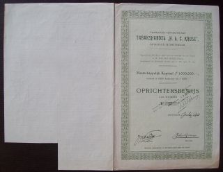 Netherlands 1921 Bond With Coupons Tabakshandel H.  L.  C Krusse Tobacco.  B1541 photo