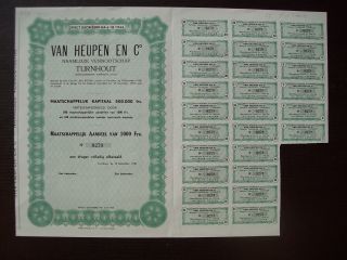 Belgique Belgium 1951 Bond With Coupons Van Heupen & Co Turnhout Tobacco.  B1549 photo