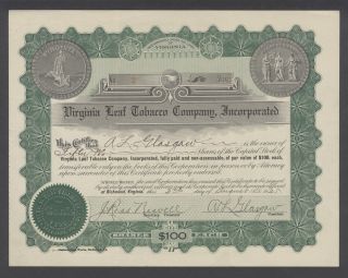 United States 1925 Bond Certificate Virginia Leaf Tobacco Co Inc. .  B1583 photo