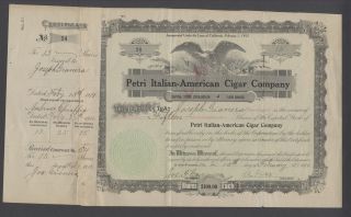 United States 1917 Revenue Stamped Bond Petri Italian - American Cigar Co.  B1596 photo