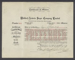 United States 1906 Bond Certificate Maldorf - Astoria Segar Co Ltd. .  B1586 photo