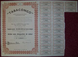 Belgium 1950 Bond - Tabacongo Elisabethville (congo) - Tabac Tobacco.  R3397 photo