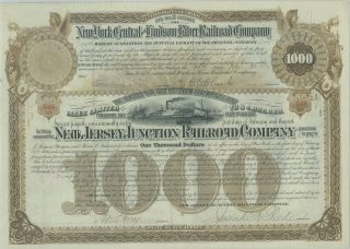 J.  P.  Morgan Signed - Jersey Junction Railroad $1,  000 Bond,  1886 photo