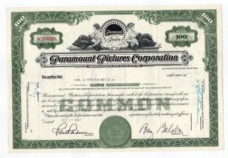 Paramount Pictures Corporation Stock Certificate photo