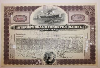 1920 International Mercantile Marine Co.  Stock Certificate Titanic Type 7 Purple photo