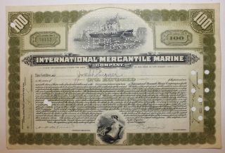 1928 International Mercantile Marine Co.  Stock Certificate Titanic Type 6 Olive photo