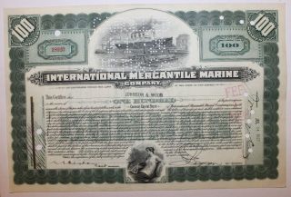 1927 International Mercantile Marine Co.  Stock Certificate Titanic Type 5 Green photo