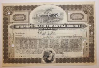 1925 International Mercantile Marine Stock Certificate Titanic Type 3 Dark Olive photo